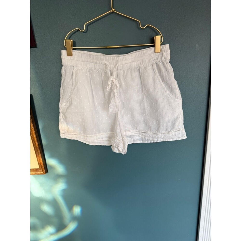 Joie White Textured linen High-Waist Drawstring Shorts